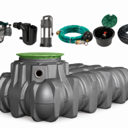 Regenwatersysteem tuin, compleet tuinpakket met platte regenwatertank – 1.500 tot 7.500 liter